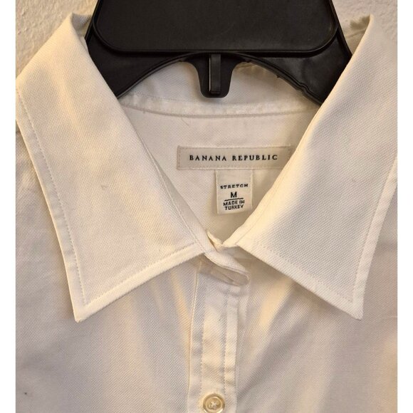 Banana Republic White 99% Cotton Long Sleeve Classic Button Up Shirt Size M EUC - Picture 6 of 7